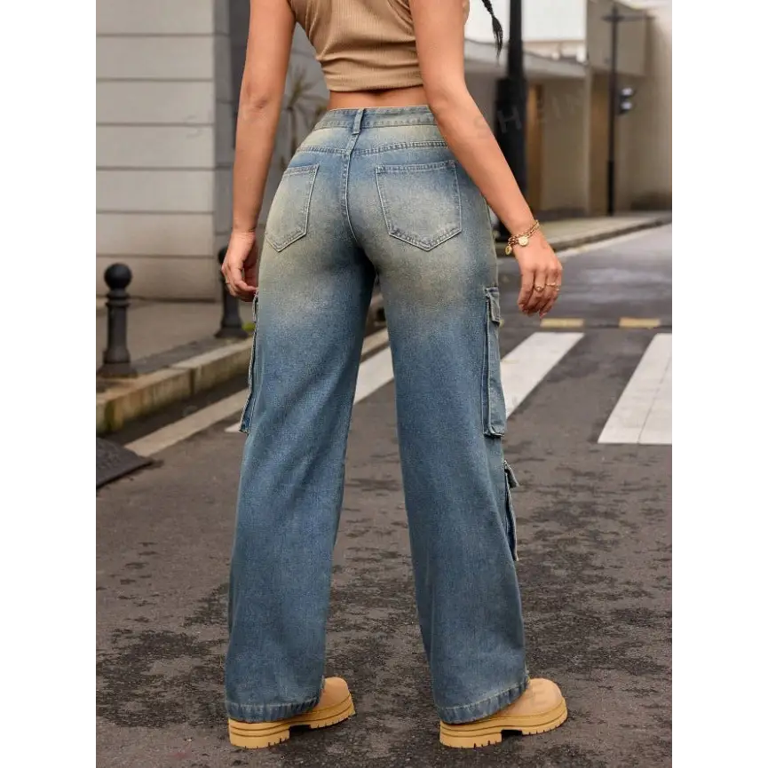 Vintage Multi Pocket Cargo Jeans in Durable High Quality Denim - LauBelle