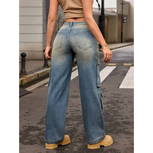 Vintage Multi Pocket Cargo Jeans in Durable High Quality Denim - LauBelle
