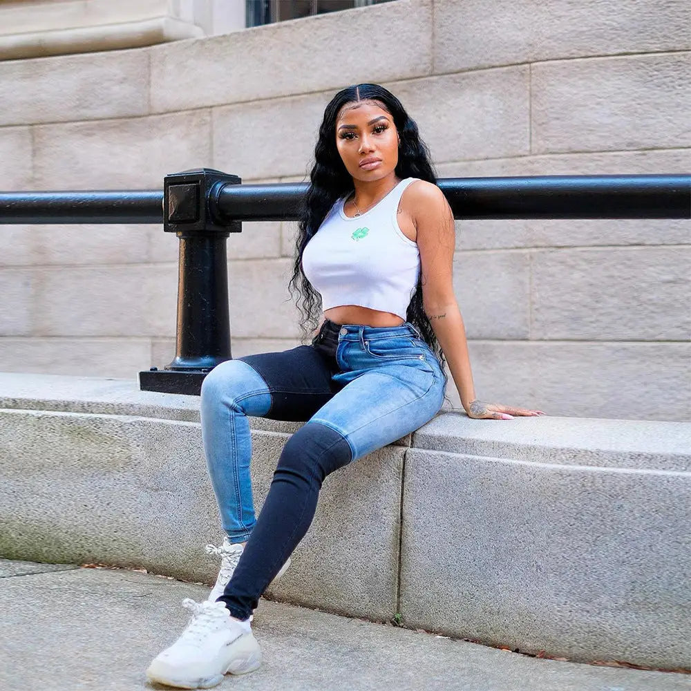 DualTone Denim Jeans with Modern Two-Tone Design - LauBelle Brand