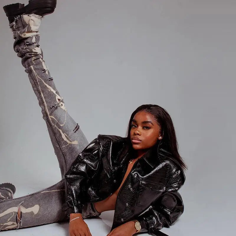 EuroChic Womens High Waist Slim Fit Jeans - LauBelle