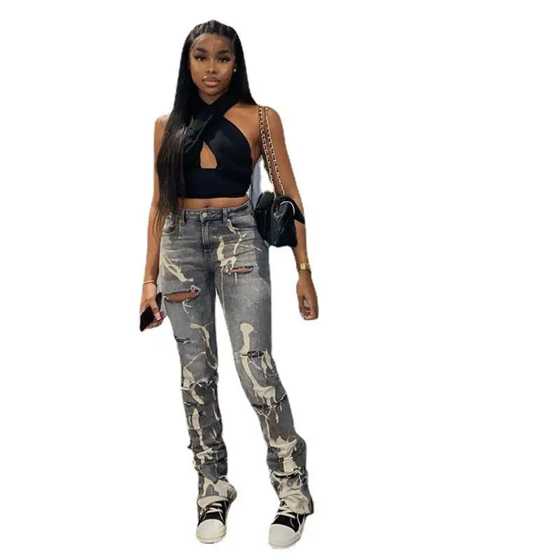 EuroChic Womens High Waist Slim Fit Jeans - LauBelle