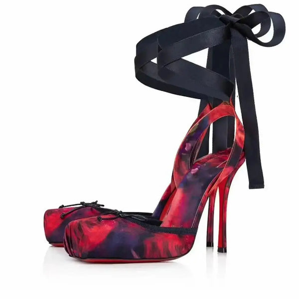 Pig Nose Bow Ballet Stiletto Sandals - LauBelle