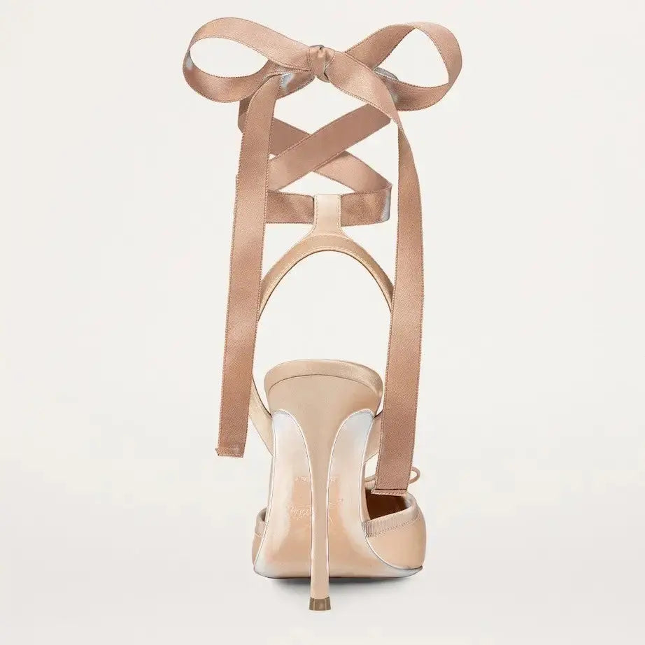 Pig Nose Bow Ballet Stiletto Sandals - LauBelle