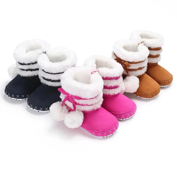 Pom Pom Cozy Booties with Plush Lining - LauBelle