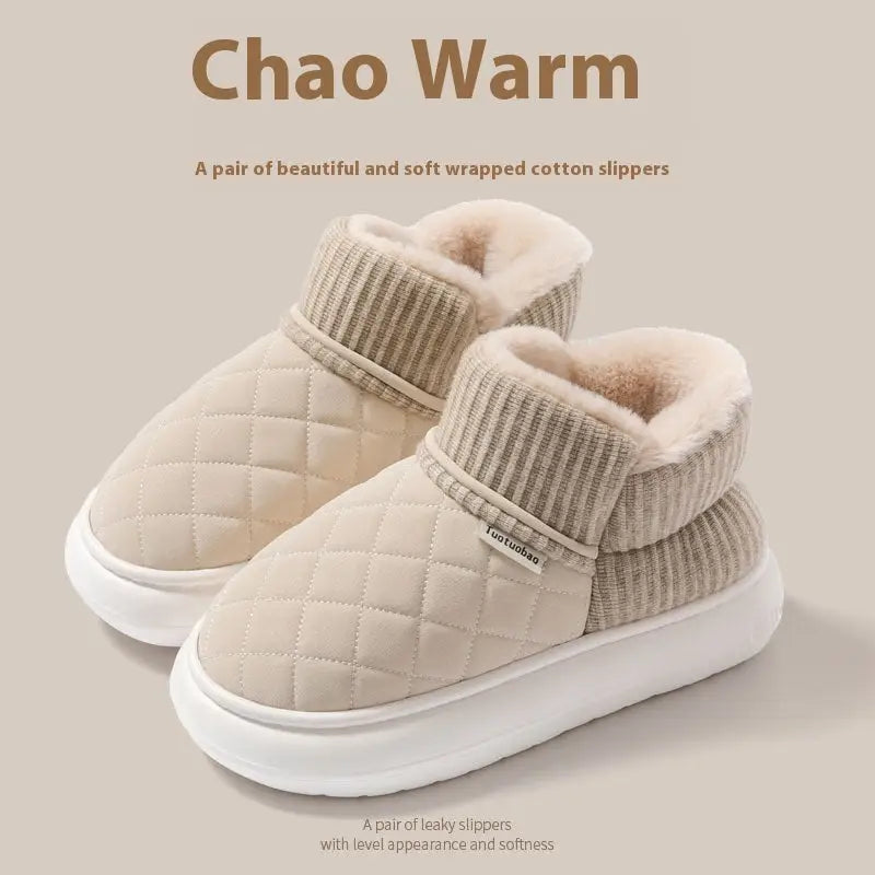 Heeled Flannel Slippers - LauBelle