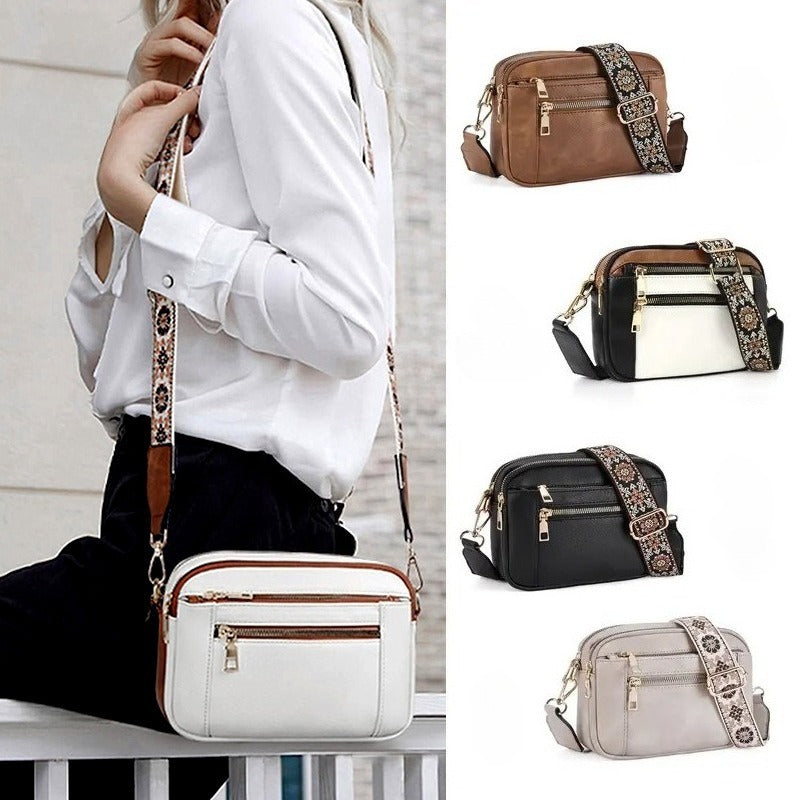 Chic Two-Tone PU Crossbody Wallet Bag for Women - LauBelle