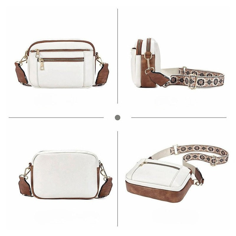 Chic Two-Tone PU Crossbody Wallet Bag for Women - LauBelle