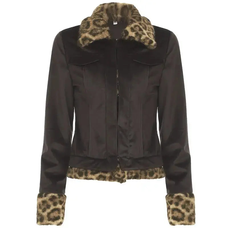 FierceRetro Leopard Patch Pocket Jacket for Trendsetters - LauBelle