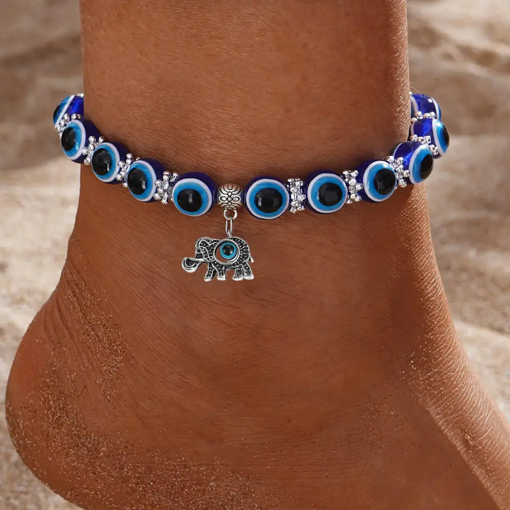 Blue Devils Eye Anklet with Intricate Detailing - LauBelle