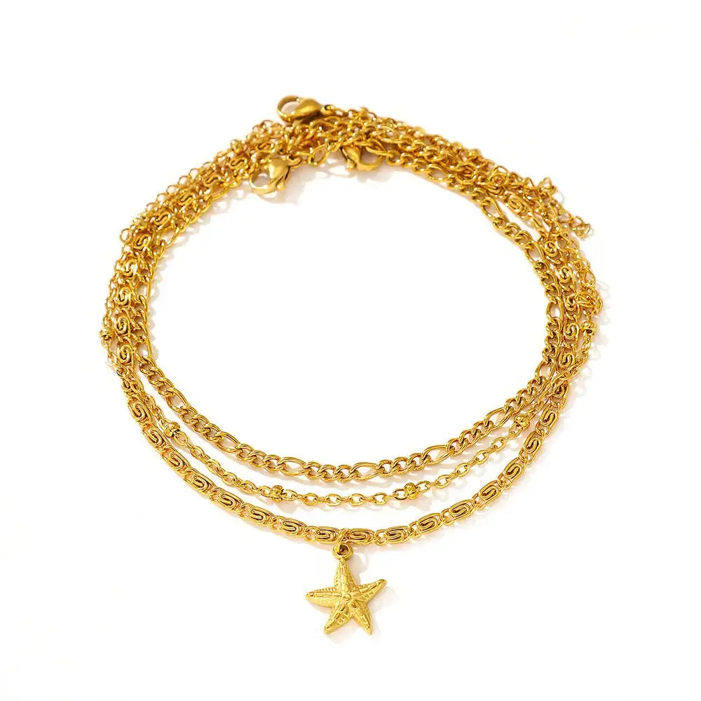 Gold Starfish Chain Anklet for Beach and Vacation Outfits - LauBelle