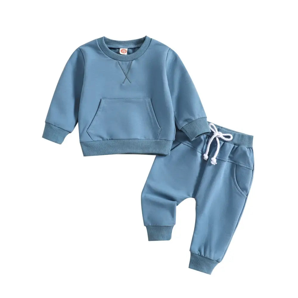 Solid Color Alphabet Embroidery Sweater and Trousers Set - LauBelle Brand