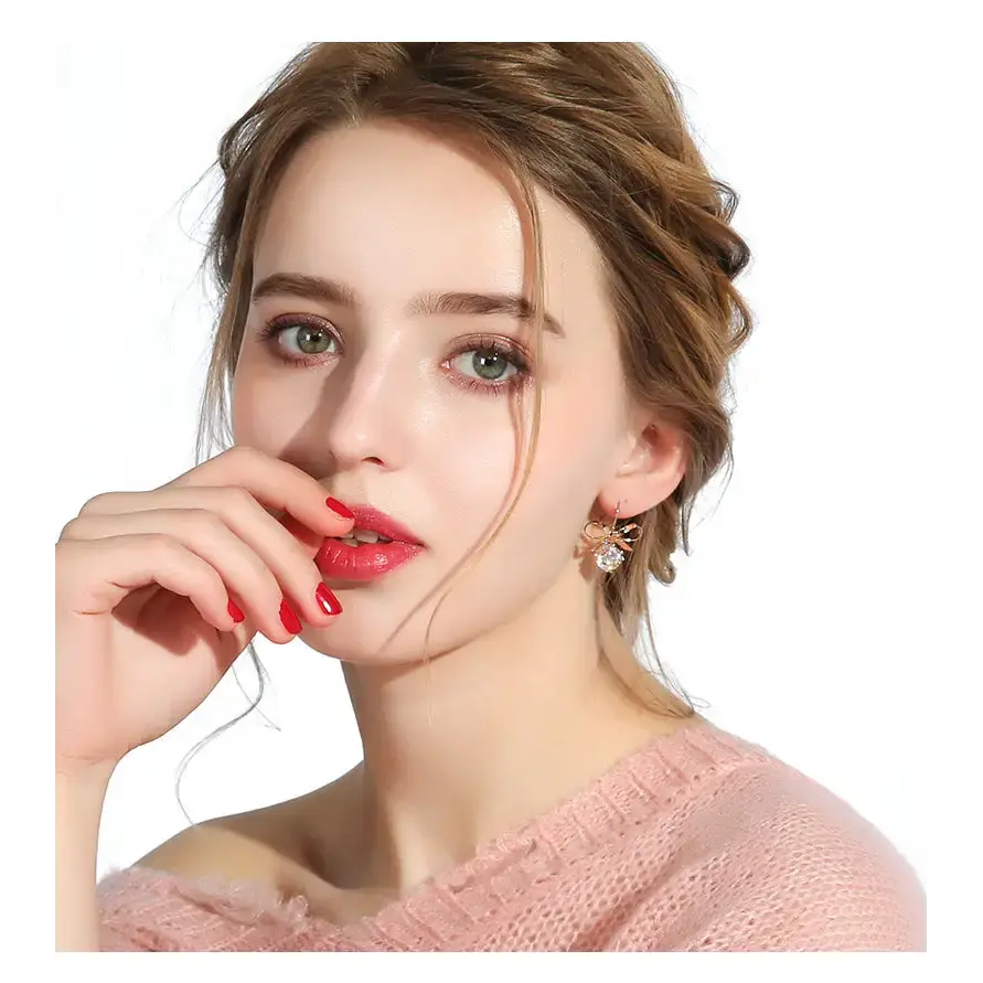 Elegance Graceful Short Earrings with Delicate Bow Design - LauBelle