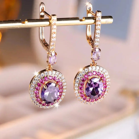 Gemstone Egg Earrings in Emerald Sapphire Amethyst and Ruby - LauBelle