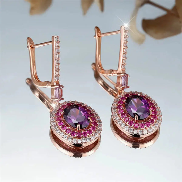 Gemstone Egg Earrings in Emerald Sapphire Amethyst and Ruby - LauBelle