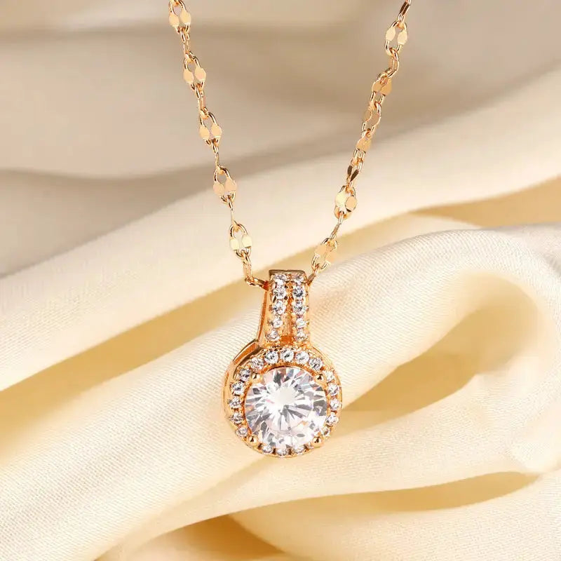 Sparkle Queen Crystal Necklace with Delicate Chain - LauBelle