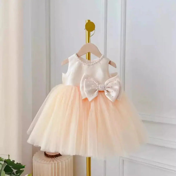 Champagne Girls Summer Bow Dress and Coat Ensemble - LauBelle