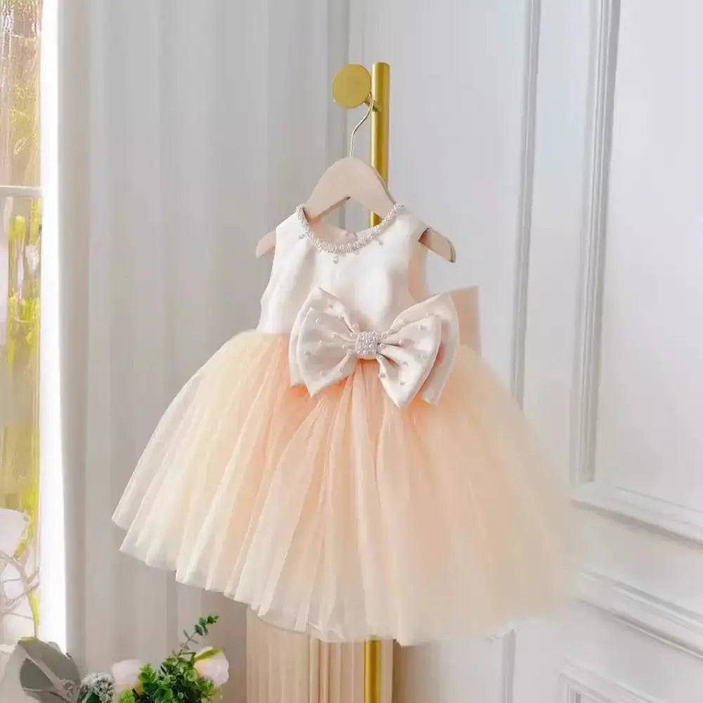 Champagne Girls Summer Bow Dress and Coat Ensemble - LauBelle