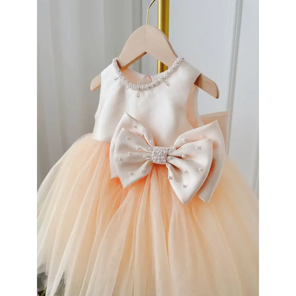 Champagne Girls Summer Bow Dress and Coat Ensemble - LauBelle