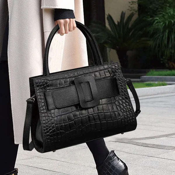 Cloud Blue Leather Double Strap Bag - LauBelle