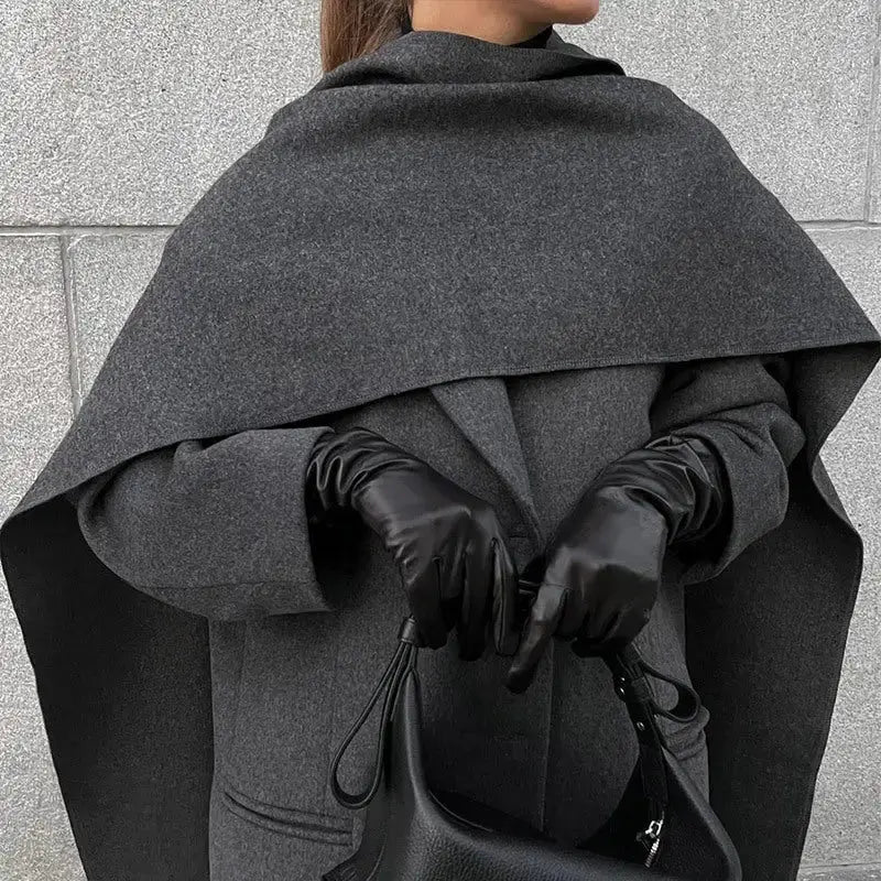 CozyScarf Collar Wool Coat with Luxurious Warmth - LauBelle