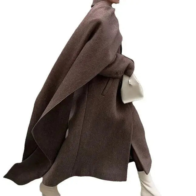 CozyScarf Collar Wool Coat with Luxurious Warmth - LauBelle