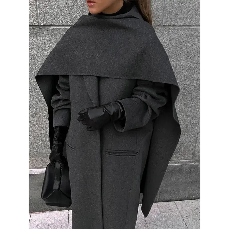 CozyScarf Collar Wool Coat with Luxurious Warmth - LauBelle