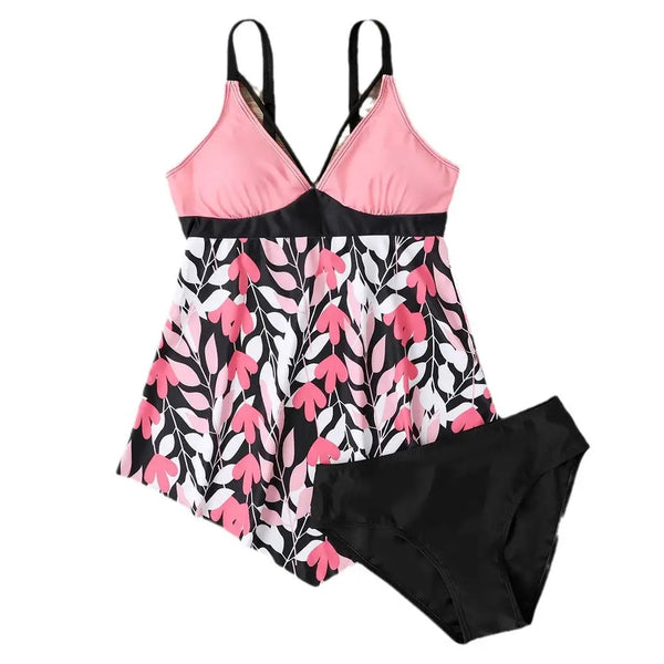 Leopard Printed Split Skirt Swimsuit - LauBelle