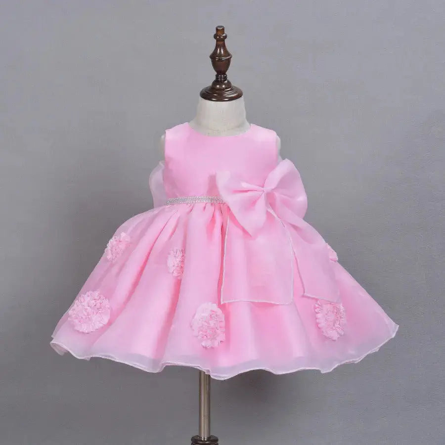 Blossom Princess Pink Flower Girl Dress with Floral Appliqués - LauBelle Brand