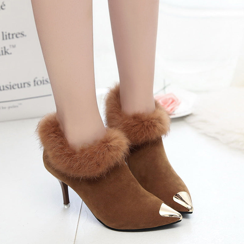 Nude Elegance: Stiletto High Heel Boots - LauBelle