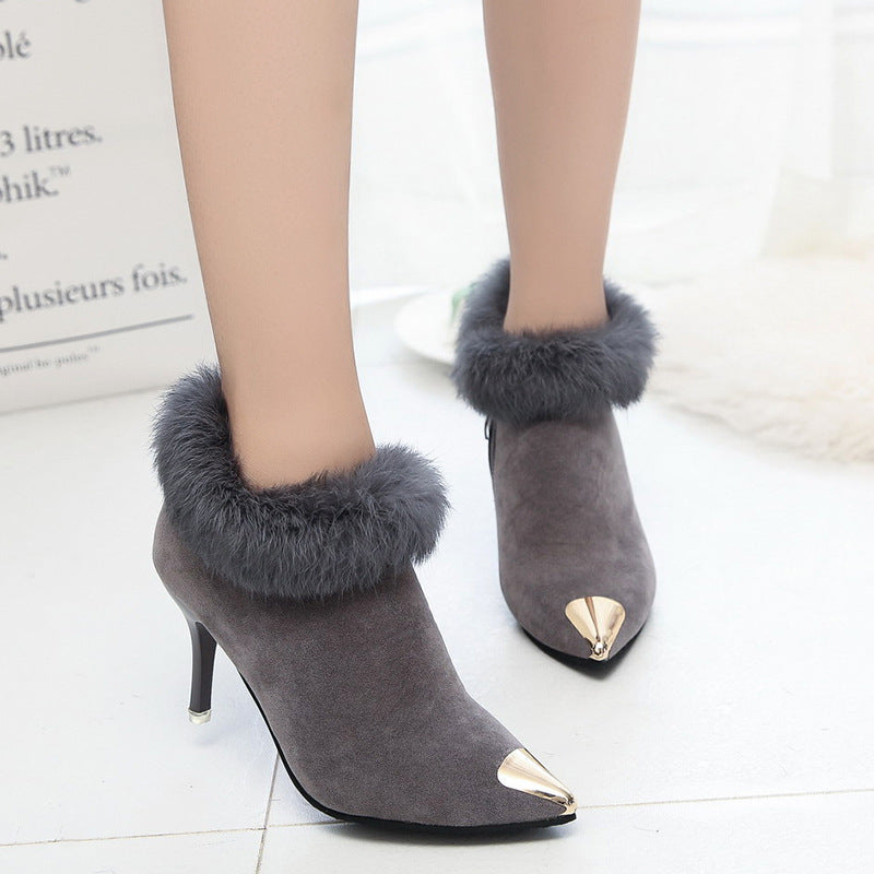 Nude Elegance: Stiletto High Heel Boots - LauBelle