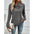 Gray Cowl Neck Long Sleeve Scarf Button Cotton Blend Top - LauBelle Brand