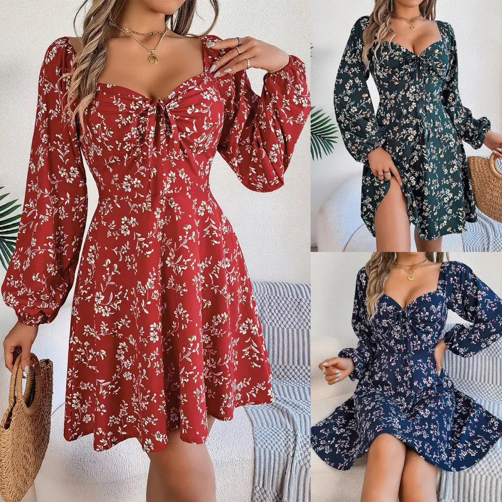 FloraCharm Lace Up A-Line Dress in Elegant High-Quality Fabric - LauBelle Brand