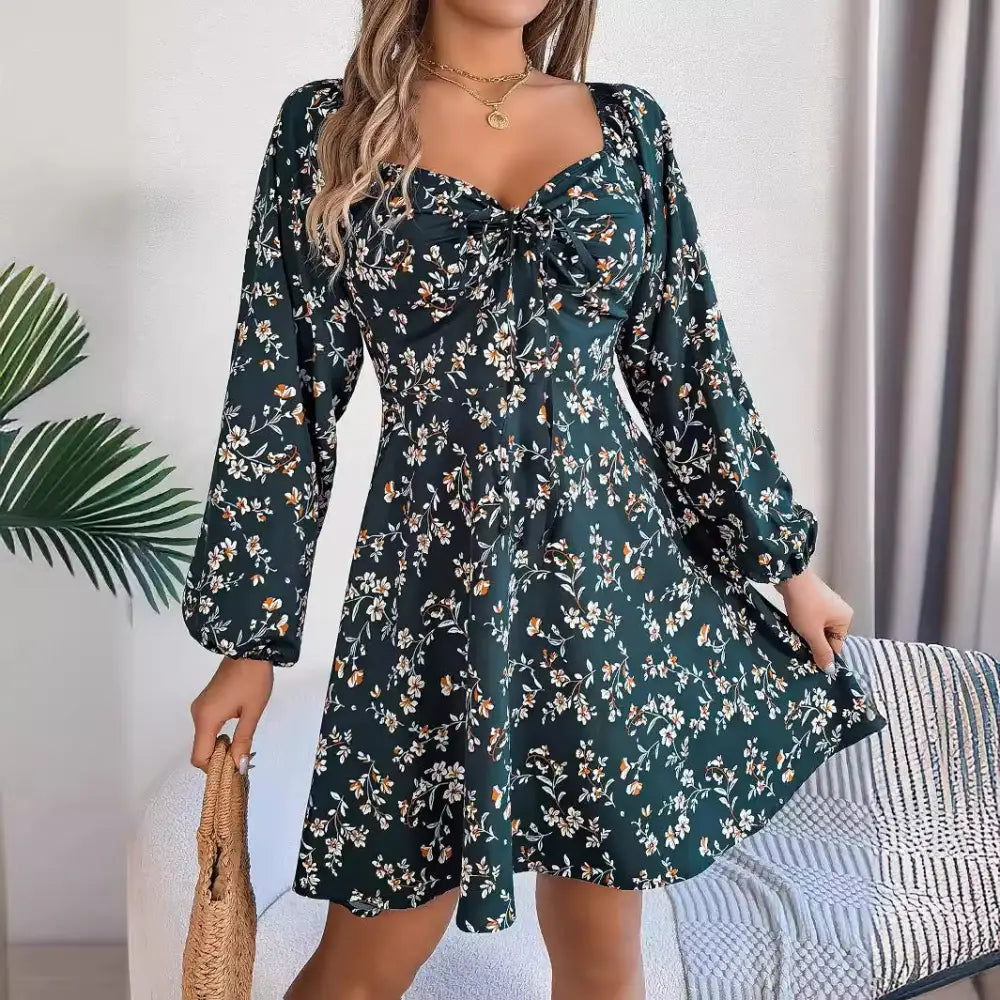 FloraCharm Lace Up A-Line Dress in Elegant High-Quality Fabric - LauBelle Brand
