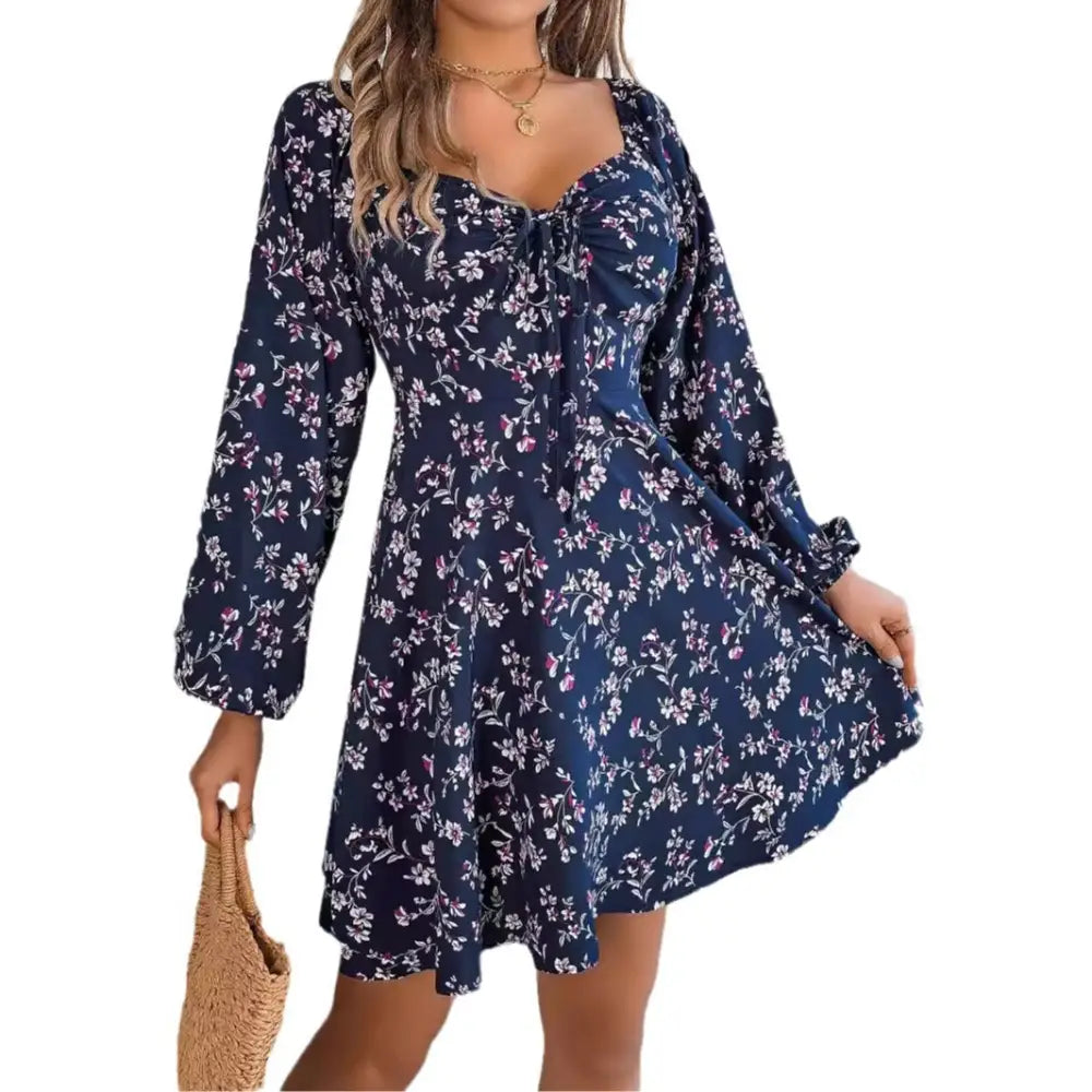FloraCharm Lace Up A-Line Dress in Elegant High-Quality Fabric - LauBelle Brand