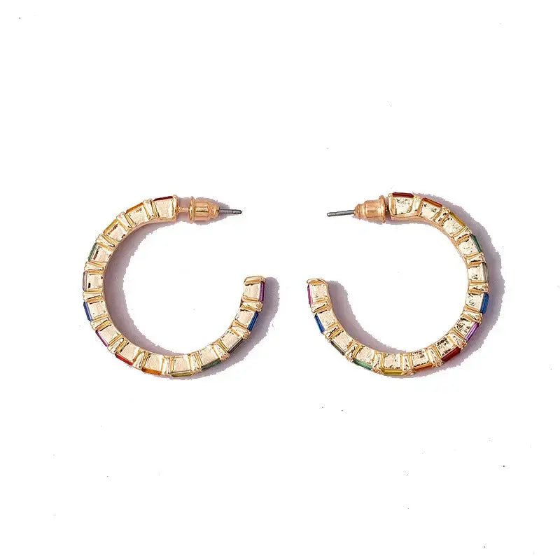 Rainbow Radiance Ear Studs with Colorful Gemstones - LauBelle