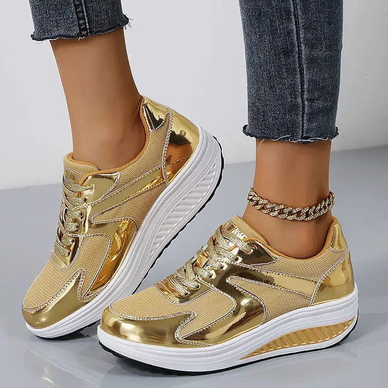 ElevateME Womens Chic Mesh Platform Sneakers - LauBelle
