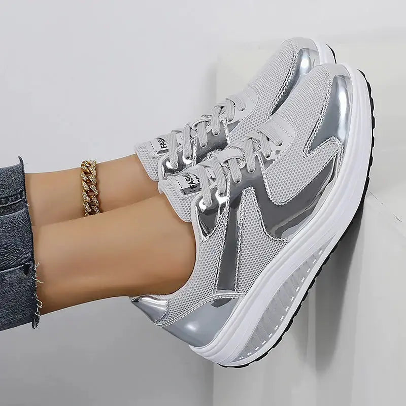 ElevateME Womens Chic Mesh Platform Sneakers - LauBelle