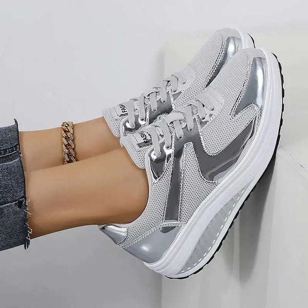 ElevateME Womens Chic Mesh Platform Sneakers - LauBelle