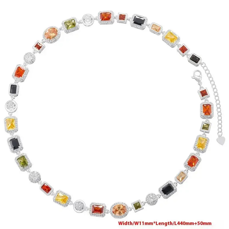 LuxDiamond Sterling Silver and Diamond Bracelet and Necklace Set - LauBelle