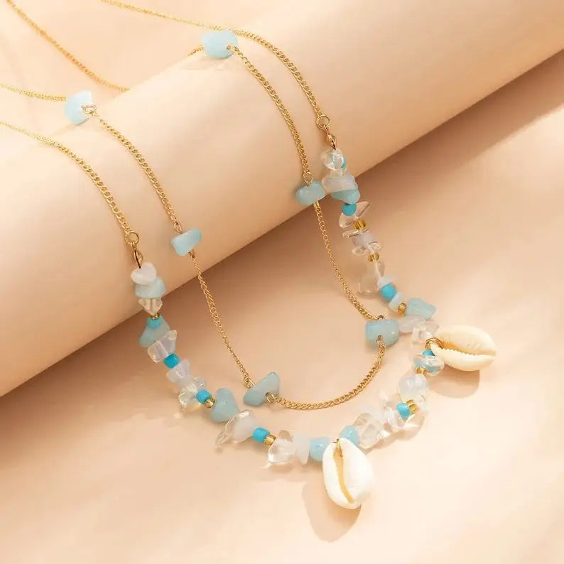 Gravel Shell Waist Chain with Delicate Beach-Inspired Accents - LauBelle