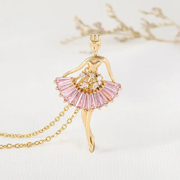 Ballet Girl Rhinestone Clavicle Necklace for Women - LauBelle