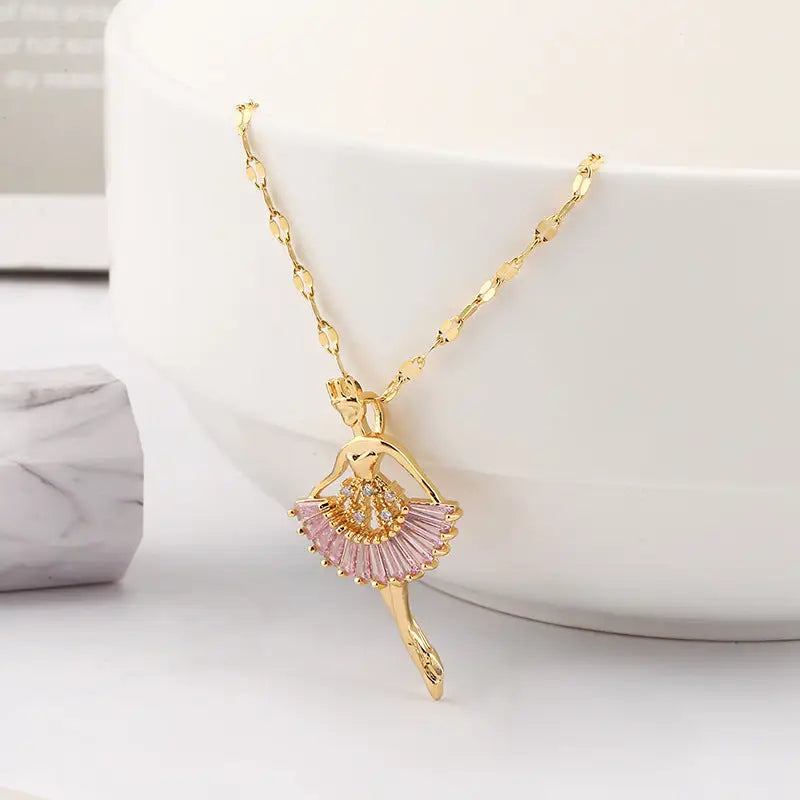 Ballet Girl Rhinestone Clavicle Necklace for Women - LauBelle