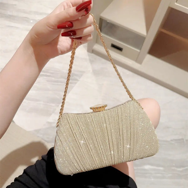 Shiny Pleated One Shoulder Evening Party Dress - LauBelle