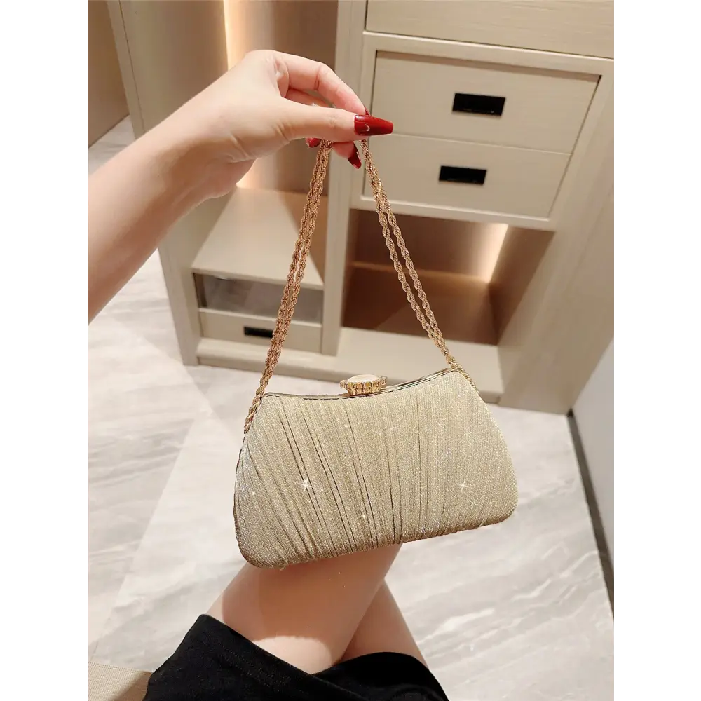 Shiny Pleated One Shoulder Evening Party Dress - LauBelle