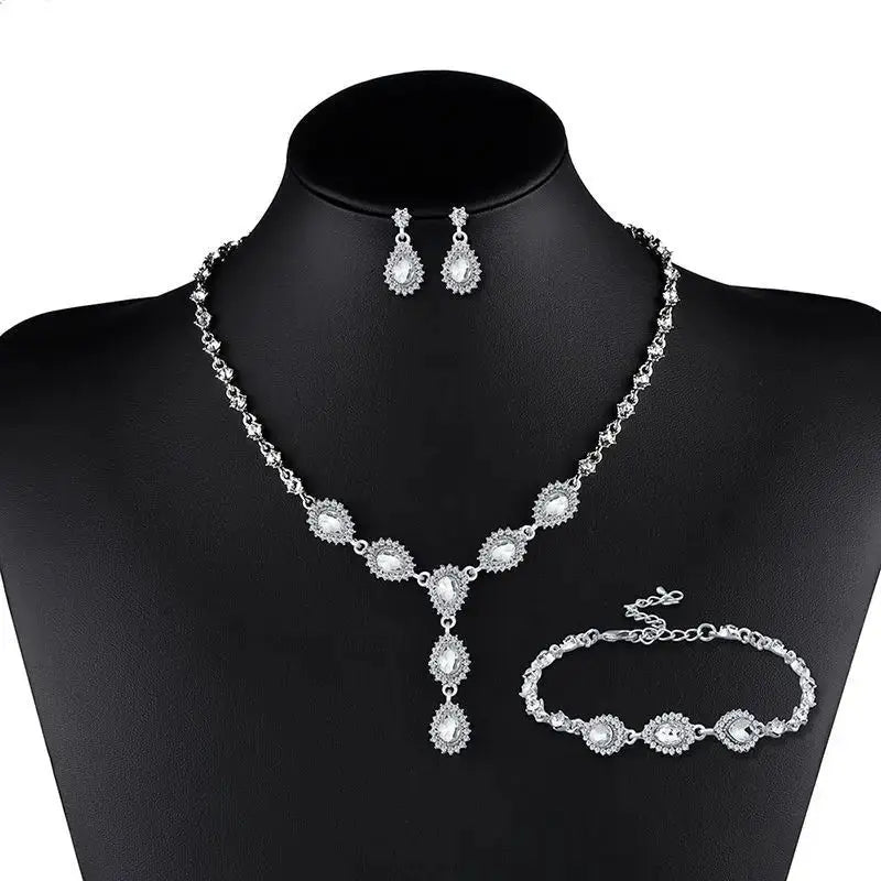 Twilight Zircon Bridal Jewelry Set with Necklace Earrings and Bracelet - LauBelle