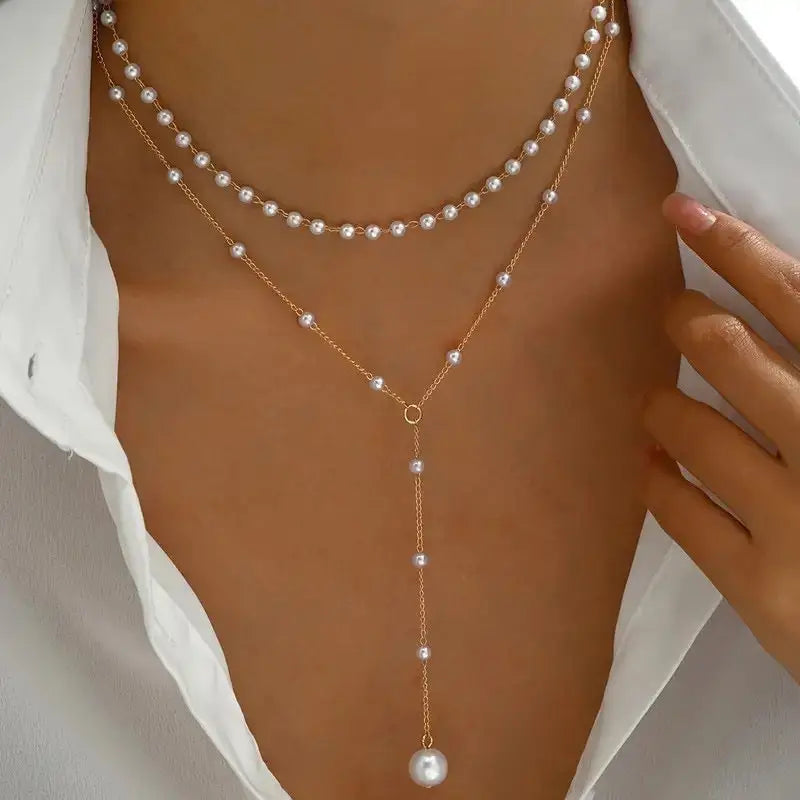 TwinLuxe Pearl Layer Necklace for Elegant Sophistication - LauBelle