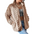 Blue Textured CozyZip Stand Collar Fleece Cardigan - LauBelle Brand