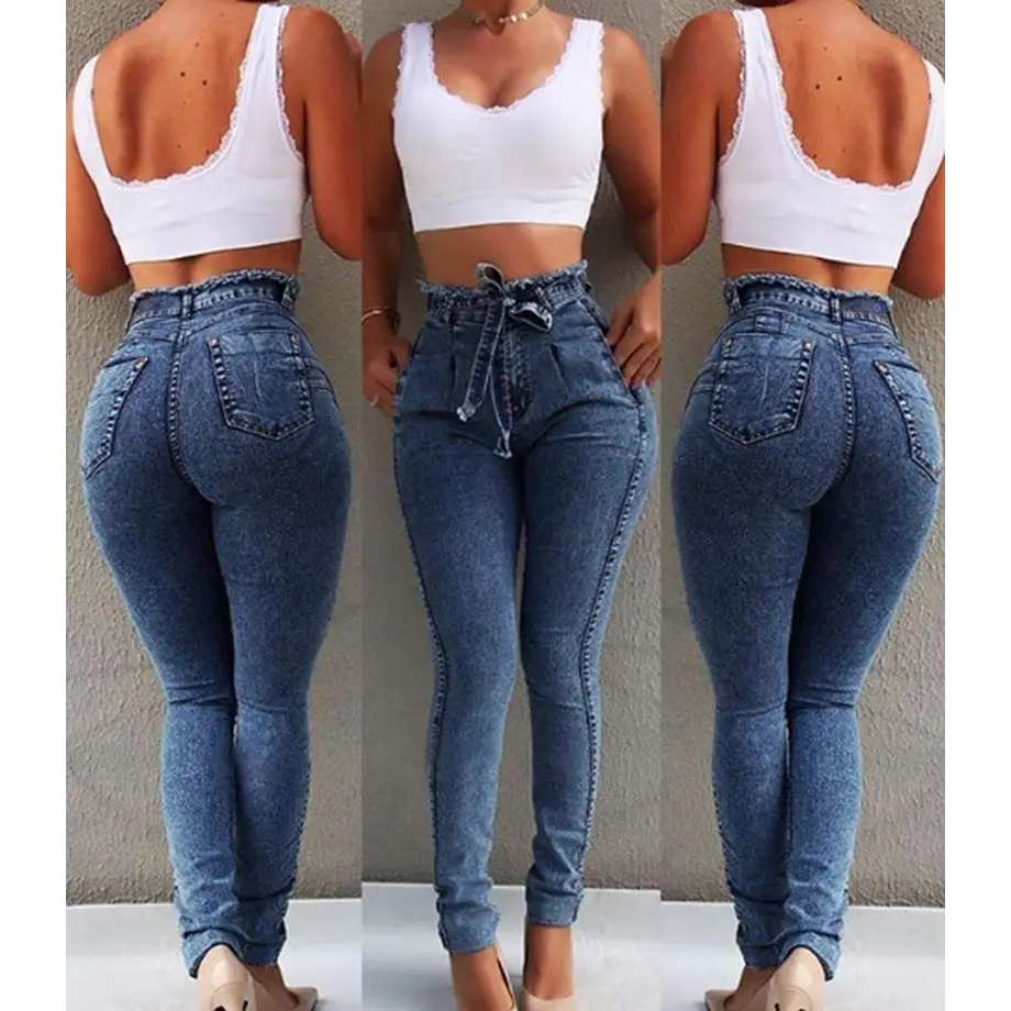 Elevate Womens High-Waist Stretch Jeans with Belt - LauBelle