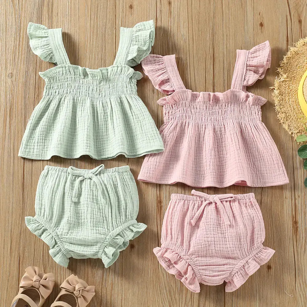 Sling Hot Pants Set with High Waisted Shorts and Matching Top - LauBelle