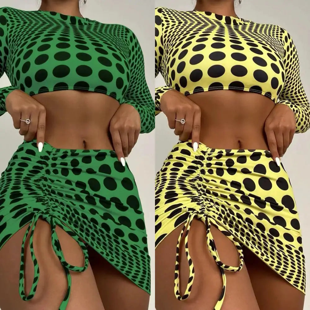 DotWave Womens 3 Piece Swim Set with Bikini and Sarong - LauBelle